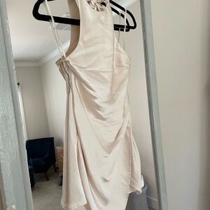 Princess Polly Satin Halter Mini Dress in Cream